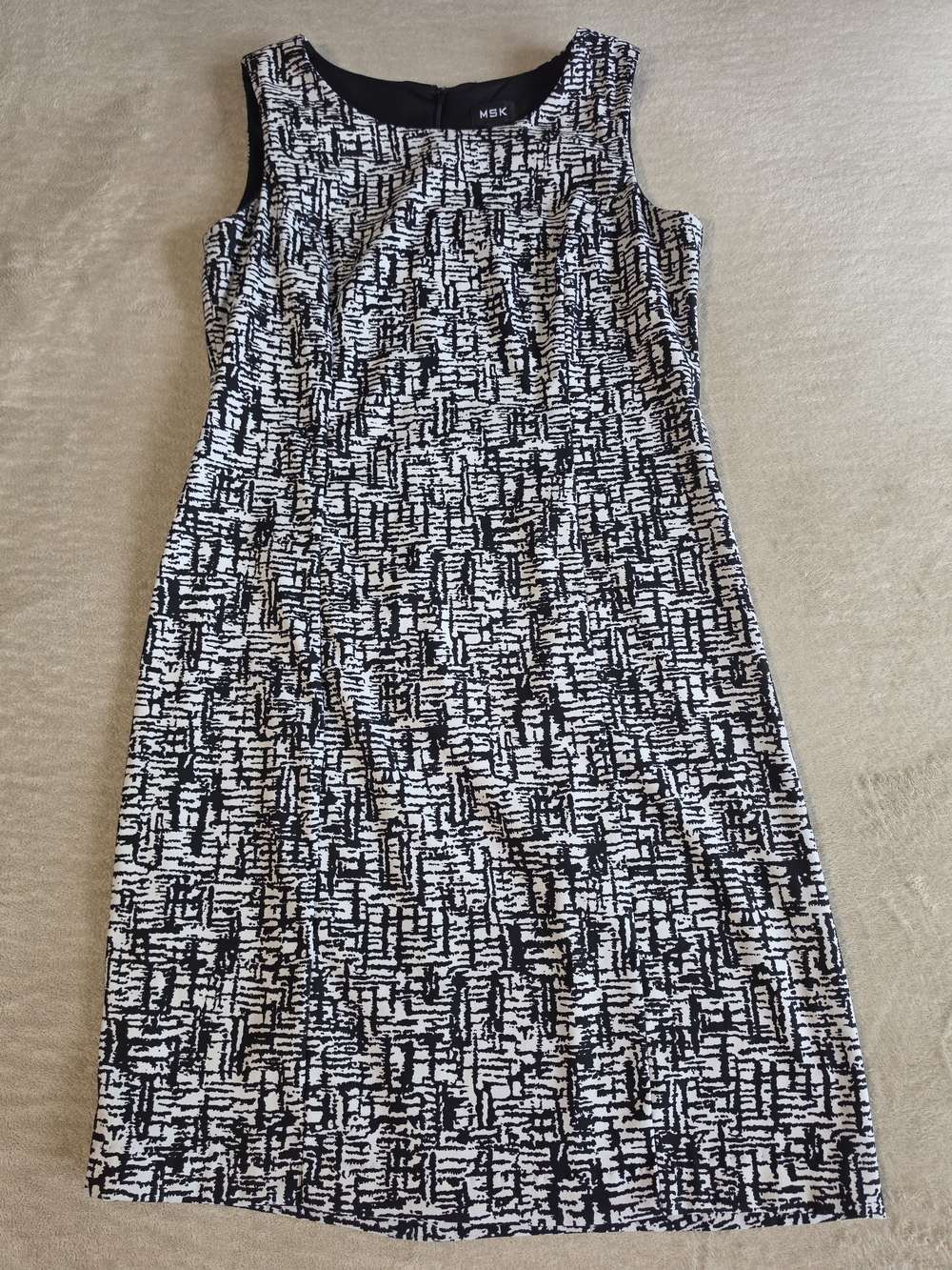 MSK Black and White Sleeveless Printed Midi Dress Size:10